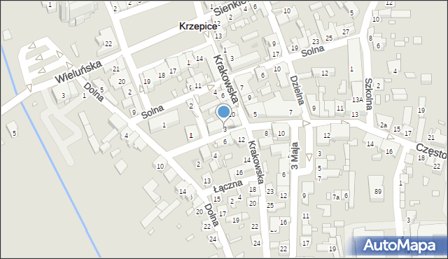 Krzepice, Częstochowska, 3, mapa Krzepice