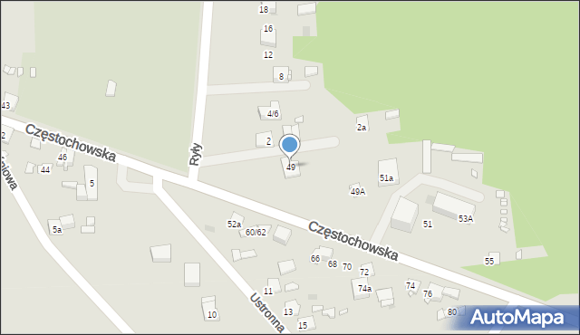 Krzepice, Częstochowska, 49, mapa Krzepice