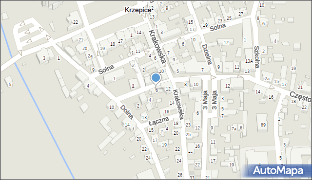 Krzepice, Częstochowska, 6, mapa Krzepice