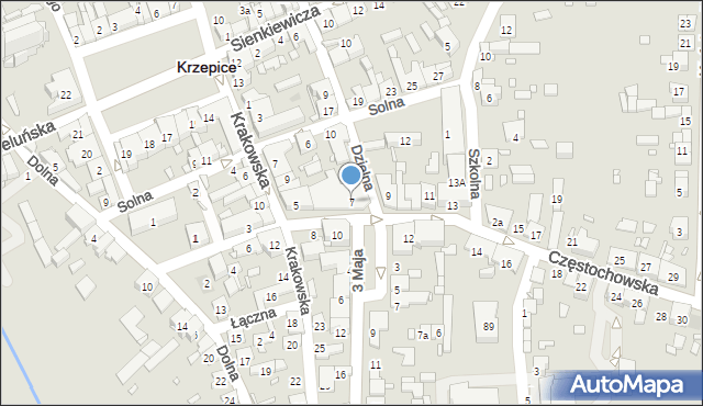 Krzepice, Częstochowska, 7, mapa Krzepice