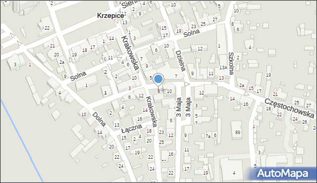 Krzepice, Częstochowska, 8, mapa Krzepice