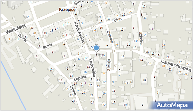 Krzepice, Częstochowska, 8, mapa Krzepice