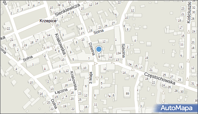 Krzepice, Częstochowska, 9, mapa Krzepice