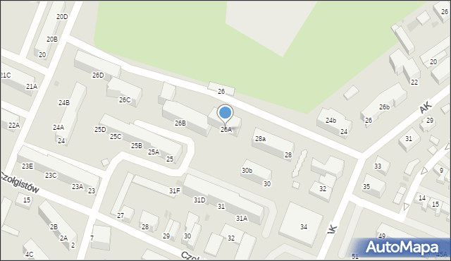 Lębork, Czołgistów, 26A, mapa Lębork