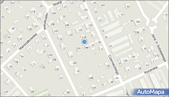 Legionowo, Czarnieckiego Stefana, hetm., 9f, mapa Legionowo