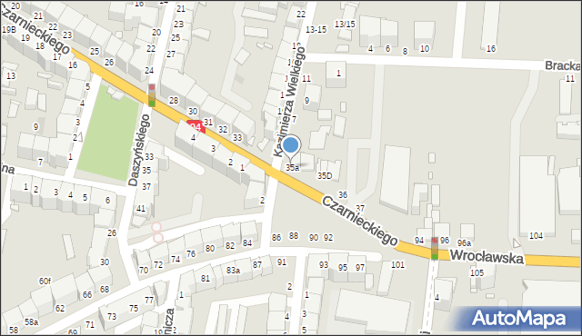 Legnica, Czarnieckiego Stefana, hetm., 35a, mapa Legnicy