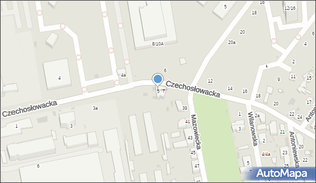 Łódź, Czechosłowacka, 5, mapa Łodzi