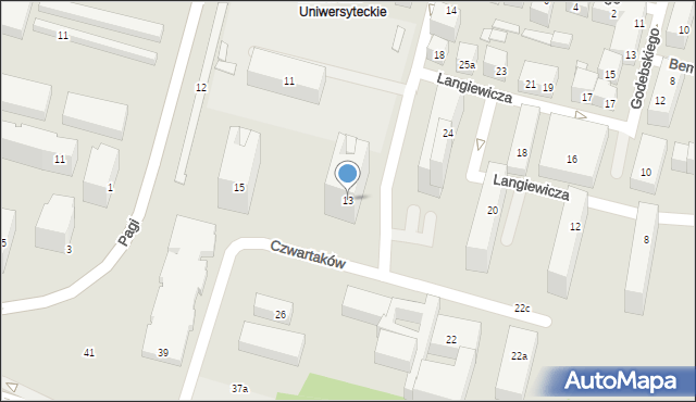 Lublin, Czwartaków, 13, mapa Lublina