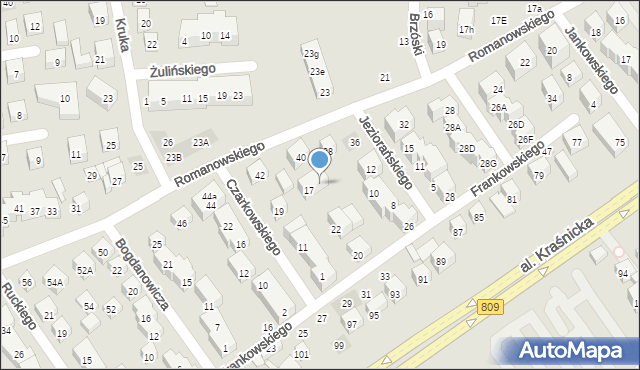 Lublin, Czarkowskiego Władysława, 17A, mapa Lublina