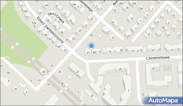 Lublin, Czeremchowa, 85, mapa Lublina