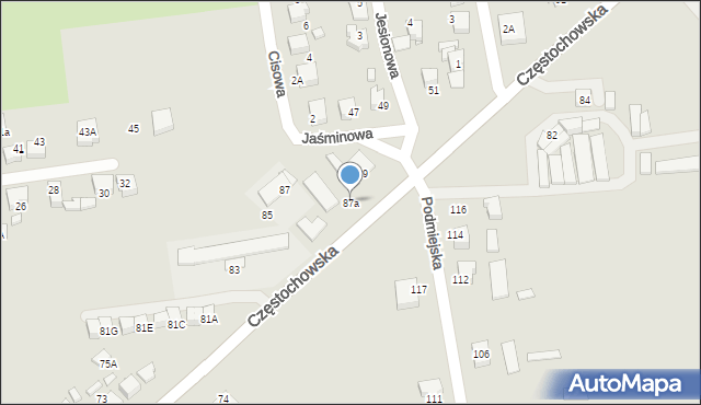 Lubliniec, Częstochowska, 87a, mapa Lubliniec