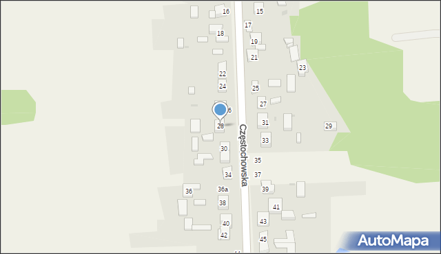 Łysiec, Częstochowska, 28, mapa Łysiec