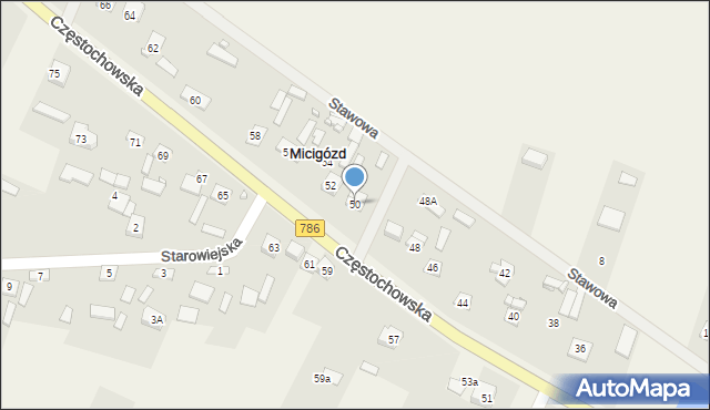 Micigózd, Częstochowska, 50, mapa Micigózd