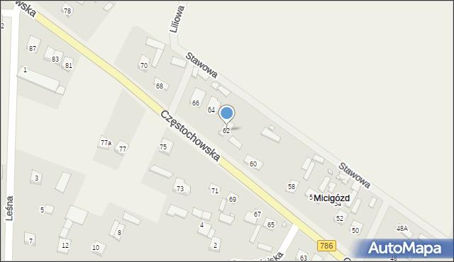 Micigózd, Częstochowska, 62, mapa Micigózd