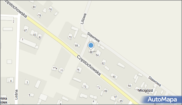 Micigózd, Częstochowska, 66, mapa Micigózd