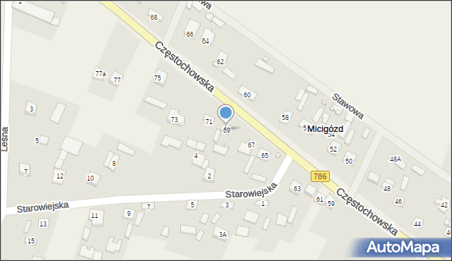 Micigózd, Częstochowska, 69, mapa Micigózd