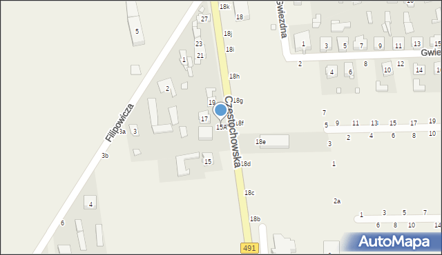 Miedźno, Częstochowska, 15A, mapa Miedźno