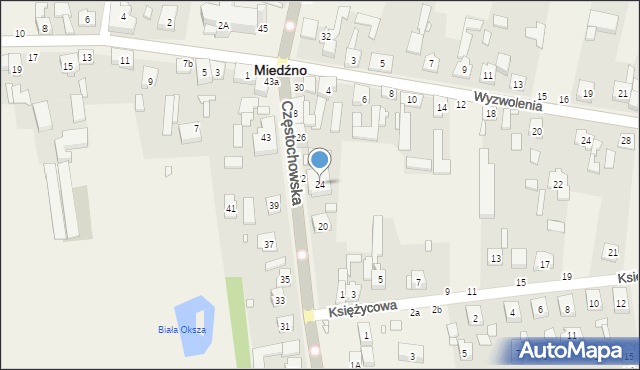 Miedźno, Częstochowska, 24, mapa Miedźno