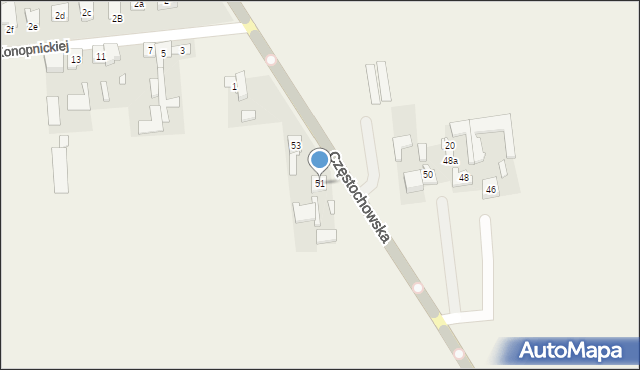 Miedźno, Częstochowska, 51, mapa Miedźno