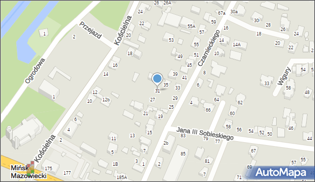 Mińsk Mazowiecki, Czarnieckiego Stefana, hetm., 31, mapa Mińsk Mazowiecki