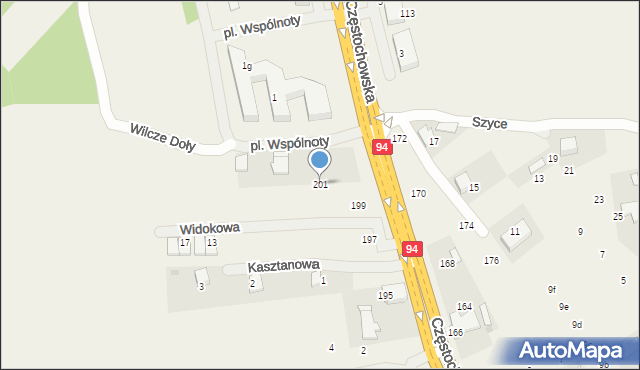 Modlnica, Częstochowska, 201, mapa Modlnica