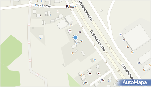 Modlnica, Częstochowska, 43, mapa Modlnica