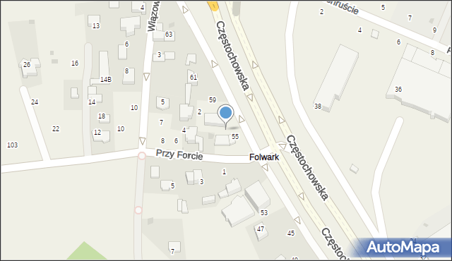 Modlnica, Częstochowska, 57, mapa Modlnica
