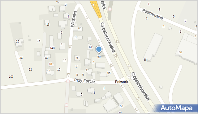 Modlnica, Częstochowska, 59, mapa Modlnica