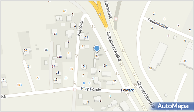 Modlnica, Częstochowska, 61, mapa Modlnica
