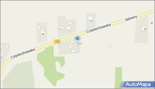 Mokrzesz, Częstochowska, 1, mapa Mokrzesz