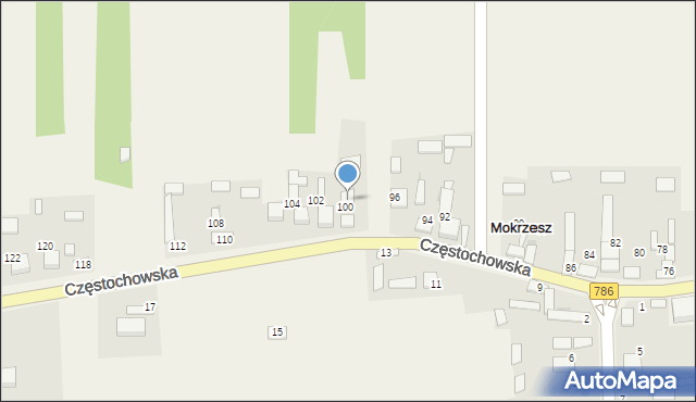 Mokrzesz, Częstochowska, 104a, mapa Mokrzesz