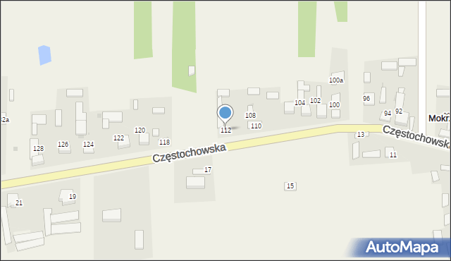 Mokrzesz, Częstochowska, 112, mapa Mokrzesz