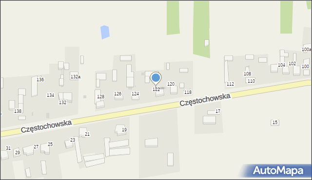 Mokrzesz, Częstochowska, 122, mapa Mokrzesz