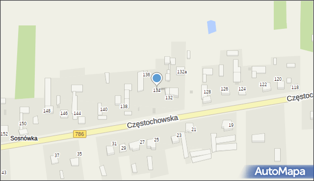 Mokrzesz, Częstochowska, 134, mapa Mokrzesz