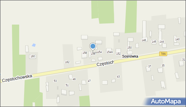 Mokrzesz, Częstochowska, 156, mapa Mokrzesz