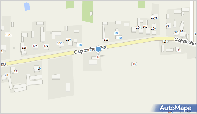 Mokrzesz, Częstochowska, 17, mapa Mokrzesz