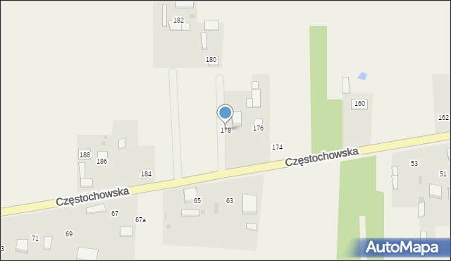 Mokrzesz, Częstochowska, 178, mapa Mokrzesz