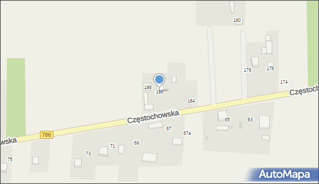 Mokrzesz, Częstochowska, 186, mapa Mokrzesz