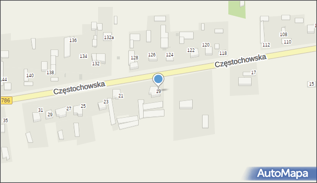 Mokrzesz, Częstochowska, 19, mapa Mokrzesz