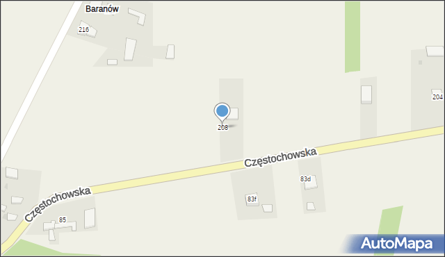 Mokrzesz, Częstochowska, 208, mapa Mokrzesz