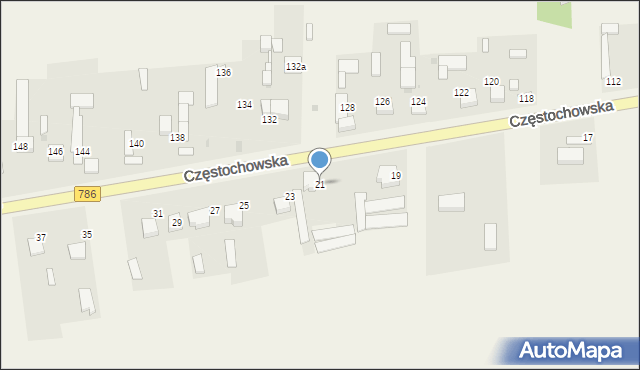 Mokrzesz, Częstochowska, 21, mapa Mokrzesz