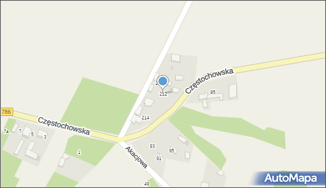 Mokrzesz, Częstochowska, 212, mapa Mokrzesz