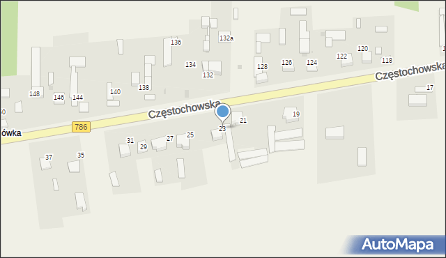 Mokrzesz, Częstochowska, 23, mapa Mokrzesz