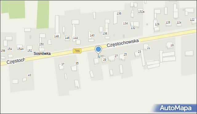 Mokrzesz, Częstochowska, 31, mapa Mokrzesz