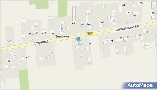 Mokrzesz, Częstochowska, 37, mapa Mokrzesz