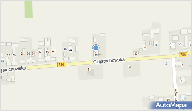 Mokrzesz, Częstochowska, 40, mapa Mokrzesz