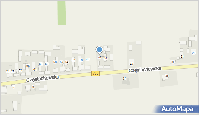 Mokrzesz, Częstochowska, 46, mapa Mokrzesz