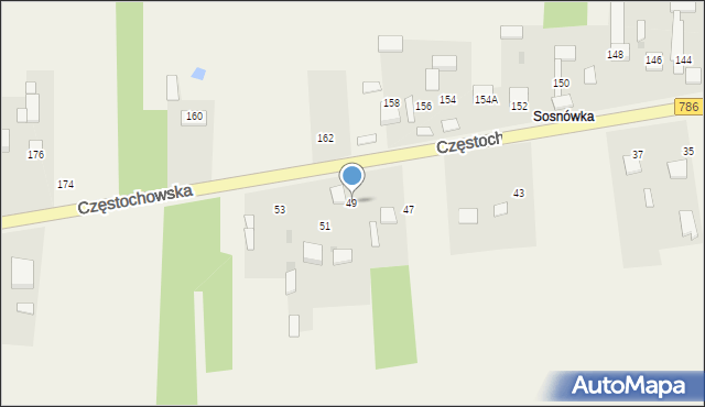 Mokrzesz, Częstochowska, 49, mapa Mokrzesz