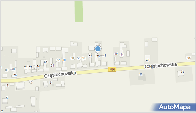 Mokrzesz, Częstochowska, 50, mapa Mokrzesz