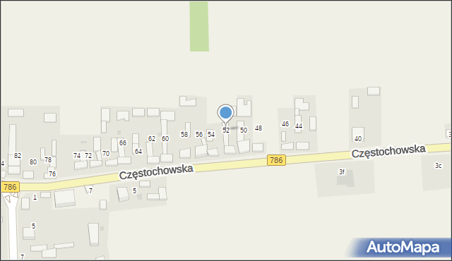 Mokrzesz, Częstochowska, 52, mapa Mokrzesz